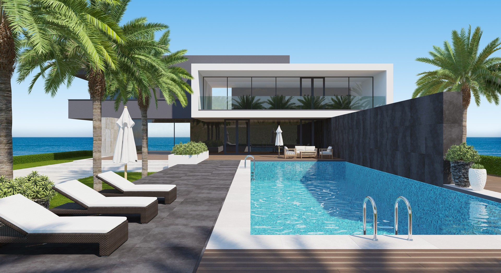 Modern Luxurious Villa with garden and swimming pool.